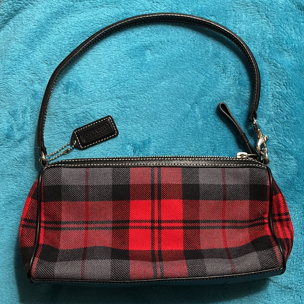 Coach Y2K Red Wool & Leather Tartan Plaid Demi Shoulder Bag Style 8824 Aug 2001 - Picture 5 of 12